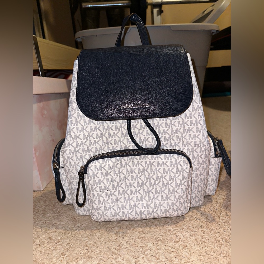 Micheal Kors Blue and White Backpack